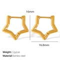 Goldene sternförmige Creolen aus Edelstahl mit Wellendesign und 16 mm Außendurchmesser - EH824 Stern / Gold