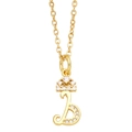 Collana dorata con ciondolo lettera D, corona e cristalli bianchi per un look chic - Lettera B