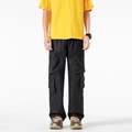 Pantaloni cargo neri da donna con tasche multiple e coulisse in vita stile rétro - M / Nero
