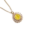 Gargantilla vintage dorada con cara sonriente de esmalte amarillo y circonitas micro-pave - Amarillo