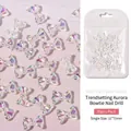 30 Stück Aurora Schleifen Nagelschmuck 11x7mm mit irisierendem, transparentem Effekt - 03 Aurora-Schleife / 30 Stück/Packung