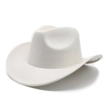 Detail view of cream white suede cowboy hat with stitched brim and vintage western crown - M (56-59cm) / Off White