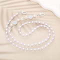 Crossbody phone lanyard with white iridescent beads and cute paw print charms - 120cm Crossbody / White (K040 Cat Paw)