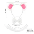 White and pink plush mouse costume set including animal ears headband, bowtie, and tail - White 3-Piece Set / White