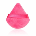 Borla de polvo triangular rosa de terciopelo con cinta para aplicar maquillaje - Tamaño Estándar / Rosa rojo