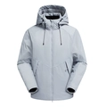 Herren Winterjacke in Hellgrau mit Kapuze, winddichtem Stoff und Reißverschluss - M / Mondnebelgrau