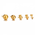 Golden stainless steel ball stud earring findings with loop in five various sizes - 4mm / Gold