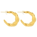 Elegante vergoldete 18K Edelstahl Ohrringe im gedrehten C-Design für Damen - Gold