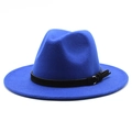 Dettaglio cappello fedora in lana blu reale con nastro nero e anello in metallo oro - M (56-58cm) / Blu Zaffiro