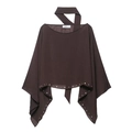 Dunkelbraunes Damen Poncho-Oberteil mit Neckholder, asymmetrischem Saum und Nieten - XS / Kastanienbraun