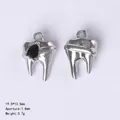 DIY tooth-shaped alloy pendant with black teardrop gemstone for dark gothic jewelry - 91051 Black