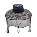 Men's camouflage outdoor sun hat with breathable mesh crown and neck protection flap - M (56-58cm) / Blue Grey Camouflage