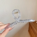 Transparente minimalistische große Haarklammer aus klarem Kunststoff mit Kreuzdesign - Große Transparente Haarklammer 13cm