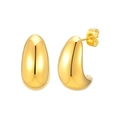 Orecchini a lobo a goccia dorati in acciaio inossidabile lucido con design curvo 3D - goccia / Oro