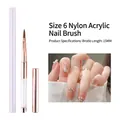 #6 Nylon kristallen nagelkwast met 15mm haren en roségoud glitter handvat - Maat 6 (15mm)
