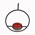 Mangiatoia per colibrì a cerchio in metallo nero con contenitore rosso centrale - 1 Pezzo / Nero