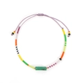 Bohemian colorful handmade beaded bracelet with green stone and adjustable purple cord - Purple Rope Rectangular Turquoise Seed Beads (MI-B24101401A)