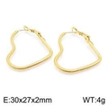 Pendientes de corazón en acero inoxidable dorado con diseño pulido de 30mm - 30x27x2mm / Dorado