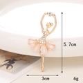 Pink and gold ballerina resin brooch with rhinestones, size 5.7x3cm for DIY crafts - D544 Resin Girl (Gold White)