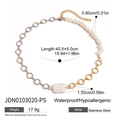 Collana di perle in acciaio inossidabile placcato oro 18k con dettagli misure - Collana di Perle Barocche con Giunzione Oro e Argento (JDN0103020-PS) / 40.5cm+5cm
