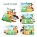 Soft forest animals baby cloth book with 3D plush tails for sensory early learning - Forest Animals Theme (JL563-2)