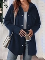 Giacca trapuntata blu scuro da donna con motivo a rombi e bottoni bianchi autunnali - Taglia S / Blu navy