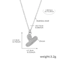 Silver stainless steel heart pendant necklace with shimmering zircon stones in 40+5cm length - Rp017-y Letter Steel Necklace 40+5cm