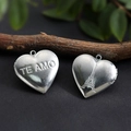 Vintage heart locket in antique silver finish with Te Amo and Eiffel Tower relief - Eiffel Tower Heart Locket 29*29mm / Hand Polishing