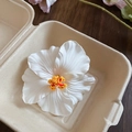 Close-up of white hibiscus flower hair clip with realistic textures and yellow stamens - 16# Duckbill Clip - White Hibiscus Style