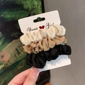 Three-piece set of satin hair scrunchies in cream, camel, and black with high elasticity - 1# Creamy White/Khaki/Black (Set of 3)