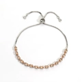Silver bolo bracelet with champagne marquise-cut zircon stones on a box chain - Silver Champagne Zircon