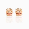 Creative fries shaped stud earrings with 18K gold plating and cubic zirconia stones - Fries Design-Rose Gold