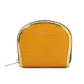 Fashionable bright yellow PU leather half-round coin purse with crocodile texture and gold trim - Yellow