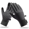 Dark grey thermal cycling gloves with touch screen fingertips and anti-slip silicone palm - M / Gray