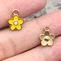 DIY flower charm pendant with yellow enamel and gold finish for jewelry making - 1Pc Yellow Small Daisy 10x13mm