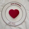 Red velvet heart Christmas tree ornament with flocked texture and hanging hole, 8.5x8cm - Heart-02 (Red)