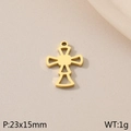 18K gold plated stainless steel hollow cross pendant with dimensions 23x15mm - Simple Solid Cross(KLJ7088-Z)