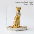 Ancient Egyptian Bastet cat goddess double candle holder in gold and silver finish, 18cm height - Gold Candlestick / H18cm L16cm