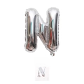 Silver foil letter N balloon for birthday parties with 16 inch cardboard packaging - 16" / Silver Letter N (With Backing Card)