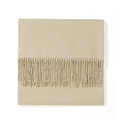 Beige cashmere texture scarf with fringe tassels in soft solid color knit style - Beige