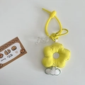 Portachiavi a fiori gialli ricamati in peluche con cordino a onde e moschettone - Fiore Giallo Filo Giallo