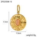 Bohemian gold hammered titanium pendant with a pink oval natural stone and dimensions - Pink
