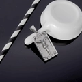 Polished silver crucifix pendant necklace in stainless steel on a dark reflective surface - Steel Rectangular Crucifixion Relief / Style 1 Steel Color Jesus