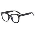 Classic black square anti-blue light glasses with silver metal stud accents on the frame - Black Frame