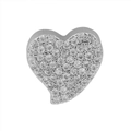 Silver heart pendant with pave-set clear cubic zirconia crystals on a white background - Silver Heart