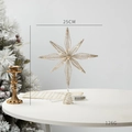 Golden Bethlehem star tree topper with LED lights, 25x33cm dimensions shown - 25CM Champagne North Star