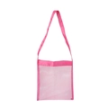 Detail der rosa Netz-Strandtasche mit langem Schultergurt und Stoffverschluss obenan - Ohne Schnalle / 20*24CM / Fuchsia