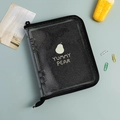 Transparent A5/A6 PVC binder with black zipper and Yummy Pear glitter cover design - A6 / Jet Black (Pear Pattern)