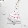 White metal Christmas tree ornament with red stars and merry christmas lettering - Christmas Tree