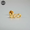 Piercing labret en titane G23 doré avec symbole infini en cristal et filetage interne - Infini / 1.2x8mm / Or